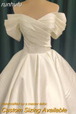 runhufu Robe De Mariage Lustrous Satin Ball Gown Wedding Dresses Vestido De Noivas Plus Size Bridal Custom Wedding Gowns