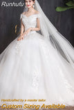 Runhufu The Shoulder Wedding Dress 2023 light Appliques Pearls Lace Fashion Wholesale Cheap Simple Bride Dress Vestidos De Novia
