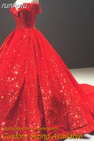 runhufu New Performance Quinceanera Dresses Off The Shoulder Green Dream Dress Prom Dress Big Train Bling Ball Gown Dresses