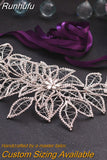 Runhufu SH256-S Bridal Belt Rhinestone Wedding Dress Belt Crystal Bridal Waistband Handmade Woman Party Sash with Ribbon