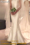 Runhufu Wedding Dresses For Women 2023 Bride Gown Satin Vestidos De Novia Simple Suknia Ślubna Trouwjurk Brautkleid Gelinlik