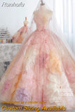 Runhufu Spring New Simple Stamped Wedding Dress Strapless Colorful Flower Bridal Dress Sweep Tail Party Prom Dress Vestido De Noiva