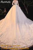 Runhufu Sleeve Empire Illusion Wedding Dress For Pregnant Ball Gown 2023 Lace Embroidery Wedding Dress Robe De Mariee