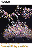 Runhufu HP193P-C Trendy Bridal Hair Hoop Colorful Rhinestone Wedding Crown Handmade Bride Tiara Hair Accessories Woman Headband