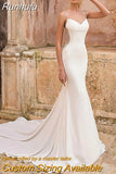 Runhufu Sexy Backless Mermaid Wedding Dress For Bride V-Neck Lace Spahetti Straps Bride Gown Sleeveless Vestidos De Noiva