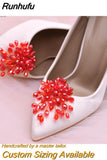 Runhufu HX39 2pcs Rhinestones High Heel Buckle Decoration Women Bride Shoes Clips Charm Wedding Shoes Buckle Shoe Crystal Clip