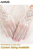 runhufu New Lace Bride Wedding Gloves High-end Hand Sewn Diamond Finger Wedding Gloves Wedding Accessories Mariage