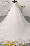 runhufu Neck White Full Sleeve Wedding Dresses Long Appliques Lace Embroidery Sweetheart Off the shoulder Vintage Bridal Ball Gowns