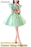Runhufu Dress 2023 New Elegant V-neck Party Prom Ball Gown Sweet Flower Vintage Quinceanera Dresses Plus Size