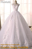 Runhufu White Lace Wedding Dress With Train Sleeveless Bridal Dress Back Zipper Ball Gown Luxury Vestido De Noiva Robe De Mariee