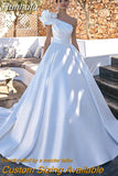 Runhufu Women's Sexy Off Shoulder Princess Wedding Dresses A-Line Tulle Pleated Sleeveless Bridal Gowns Robe Formal Prom Party