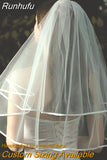 Runhufu NICEB Short Wedding Veils White Ivory Wedding Accessories Short Elbow Length Veils Tulle Comb 2 Layers Bridal Veils