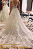 Runhufu Lace Sequined Wedding Dress Shiny Tulle Beach Party Boho Elegant Bridal Dress Open Back Maxi Dress Vestidos De Novia