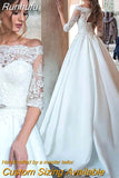 Runhufu Half Sleeve Wedding Dresses Off The Shoulder Elegant Wedding Ball Gowns Lace Up Vestido De Novia Bride Dresses For Women
