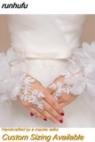 runhufu New Lace Bride Wedding Gloves High-end Hand Sewn Diamond Finger Wedding Gloves Wedding Accessories Mariage