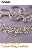 Runhufu SH237-G Golden Bridal Belt with Rhinestone Fashion Bead Belt Thin Sash Belt Western Belts Wedding Applique Sash Belt