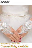 runhufu New Lace Bride Wedding Gloves High-end Hand Sewn Diamond Finger Wedding Gloves Wedding Accessories Mariage