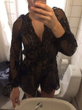 runhufu New Deep V-Neck Sexy Lierie Squin Champagne Gold Rope Lian Pants Shorts Women
