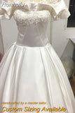 Runhufu The Shoulder Flower Satin Wedding Dress 2023 New Floor Length Light Simple Bridal Dress Robe De Mariee