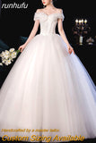 runhufu Fashion Classic Simple Korean Sweetheart Wedding dress plus size off the shoulder Bow Vestidos De Noiva 2023 Robe De Mariage