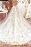 runhufu Spaghetti Straps Wedding Dress 2023 Lace Applqiues V Neck Bridal Gowns Tulle A Line Vestidos de Nova trouwjurk