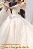 Runhufu New Off The Shoulder Wedding Dress Sweep Train Ball Gown Wedding Gown Vestido De Noiva Luxury Prinecess Bride Dress