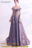 Runhufu New Banquet Elegant Evening Dress Scoop Sequins Appliques Floor-length Long Prom Formal Gown Vestidos De Noche
