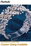 Runhufu HP446 Bridal Tiaras Crystal Pearl Headband Wedding Headwear Bride Hair Accessories Women Headpiece Pageant Head Jewelry