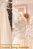 runhufu Spaghetti Straps Champagne Boho Wedding Dress For Women 2023 Vestido Civil Bridal Church Wedding Gowns suknie slubne