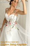 Runhufu Embroidered Floral colorful Wedding Dresses Sweetheart Backless Bridal Gown Lace Up Fairy Bohemian Wedding Party Gown