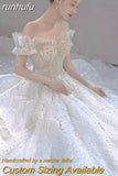 runhufu The Shoulder Luxury Shinning Wedding Dress 2023 Princess Beading Ball Gown Bride Dresses Vestido De Noiva