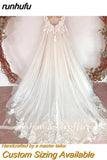 runhufu Lace Boho A Line Wedding Gowns Bridal V Neck Appliques 2023 robe de mariée suknia ślubna Spaghetti Straps Backless