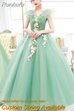 Runhufu Dress 2023 New Elegant V-neck Party Prom Ball Gown Sweet Flower Vintage Quinceanera Dresses Plus Size