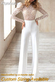 Runhufu Wedding Jumpsuit Women 2023 Long Sleeves Backless Pants Sets for brides Sparkle Luxury Beach Robe Party Vestido De Novia