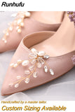 Runhufu 2pcs/lot Removable Bride High Heel Clip Rhinestone Wedding Shoes Buckle Women Decoration Pearls Floral Bead Shoe Clips