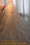 Runhufu Long Sleeve Beading Wedding Dress Sexy See Through Square Collar Luxury Sweep Tain Winter Bridal Gowns Vestido De Noiva