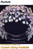 Runhufu HP193P-C Trendy Bridal Hair Hoop Colorful Rhinestone Wedding Crown Handmade Bride Tiara Hair Accessories Woman Headband