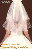 Runhufu NICEB Short Elbow Length Veils Wedding Accessories Bridal Veils White 60cm Bow Wedding Veils In Stock Hot Selling Fashion