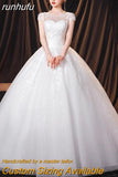 runhufu Ball Gown Sweetheart Off White Ivory Tulle Bridal Dress For Wedding Dresses with Sleeve 2023 Pearls Marriage Customer Made