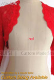 Runhufu Elegant Simple Shares of Women's 3/4 Long Sleeve White Lace Shoulders Cropped Bolero Wedding Jacket 2023 Bridal Wraps