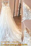 runhufu Straps Vintage Lace Wedding Dress With V Neckline Bride Dress Tulle Beach Bridal Gown trouwjurk Lakshmigown