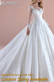 Runhufu Bride Dress Organza With Embroidery Beading Corset Ball Gown Strapless Sleeveless Wedding Dress Lace Up Train Vestido De