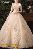 runhufu Dress 2023 New Sexy V-neck Ball Gown Off The Shoulder Princess Vintage Romantic Champagne Wedding Dresse G43