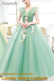 Runhufu Dress 2023 New Elegant V-neck Party Prom Ball Gown Sweet Flower Vintage Quinceanera Dresses Plus Size