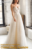 Runhufu Spaghetti Straps Lace Appliques Boho Wedding Dress 2023 Corset Closure Elegant Sweetheart A-Line Bridal Gowns 925