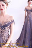 Runhufu New Banquet Elegant Evening Dress Scoop Sequins Appliques Floor-length Long Prom Formal Gown Vestidos De Noche