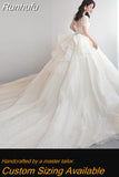 Runhufu Luxury Wedding Dress Shining Sequins Princess Ball Gown With Sweep Train Vintage Bridal Dresses Vestido De Noiva