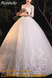 Runhufu Sleeve Empire Illusion Wedding Dress For Pregnant Ball Gown 2023 Lace Embroidery Wedding Dress Robe De Mariee