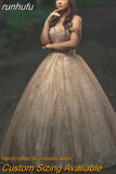 runhufu Novias Off Shoulder Giltter Quinceanera Dresses Ball Gown Tulle Flowers Formal Party Sweet 18 Vestidos Elegant Prom Dress