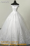 runhufu Vedio Luxury Lace Applique Plus Size Wedding Dress Embroidery 2023 New Long Train Sweetheart Bride Gown Vestidos De Noiva